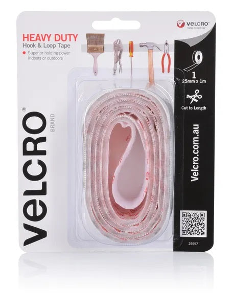 25mm x 1m White Colour Heavy Duty Hook & Loop Velcro Tape